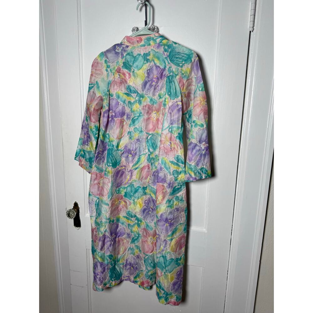 Vintage Saybury Pastel Floral Granny Floral House Dress Robe Jacket Housecoat XS - Picture 7 of 8
